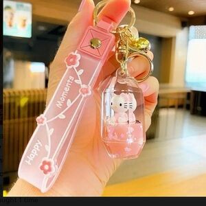 Pink Hello Kitty globe sparkling purse charm/ Keychain or backpack accessory NWT